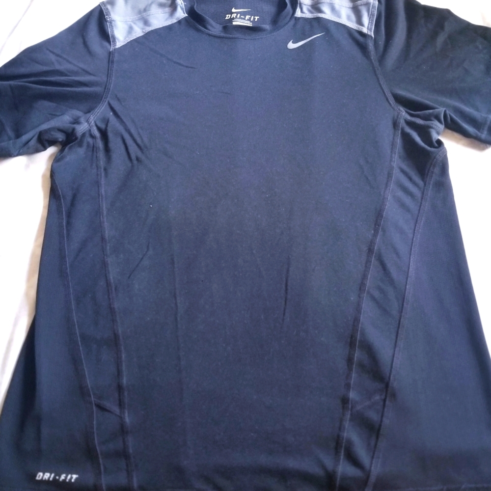 NIKE Men's Dri-Fit Short Sleeve Running Shirt Black Size M